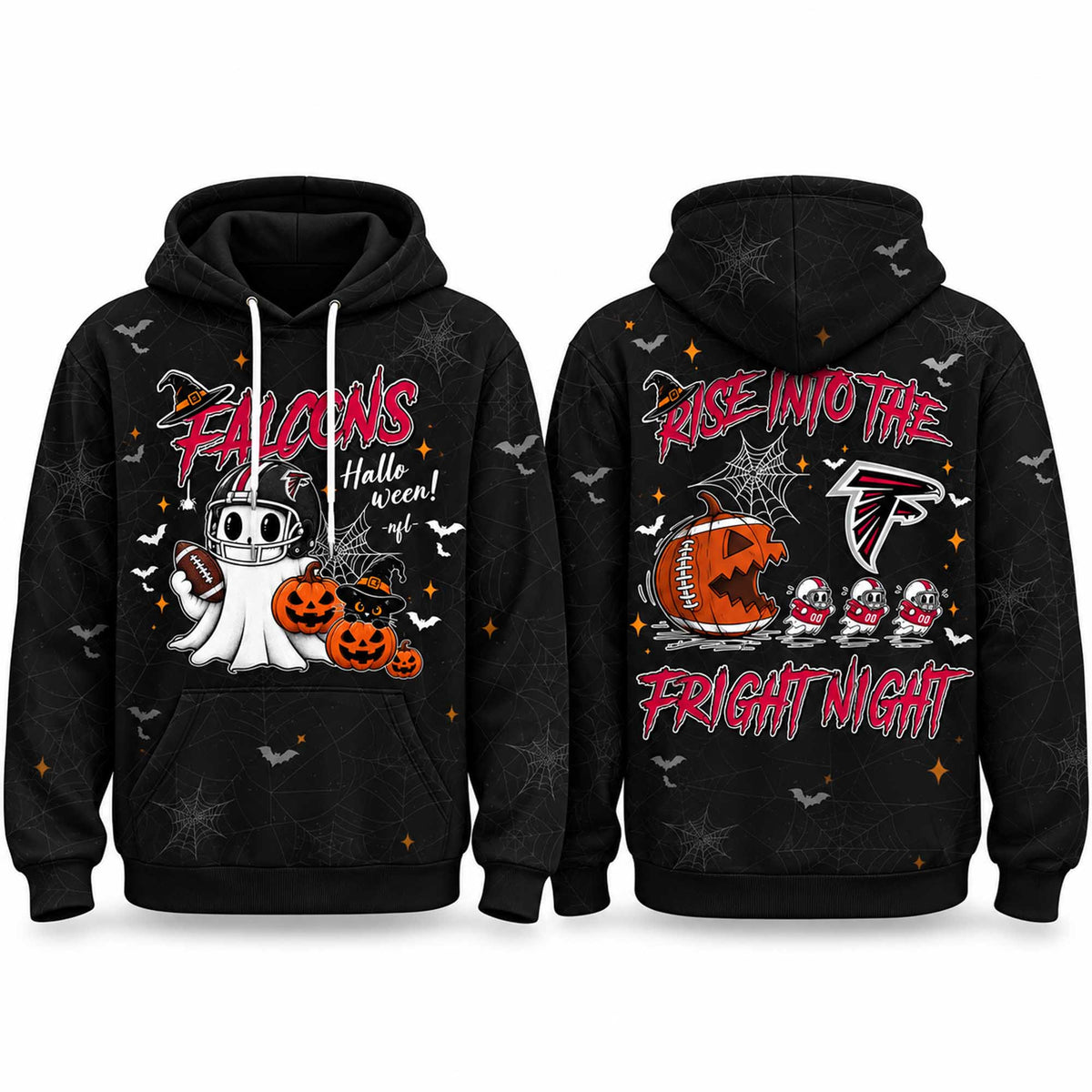 Atlanta Falcons Halloween Rise Into The Fright Night Hoodie Halloween Gifts For Falcons Fans - Foxy23shop