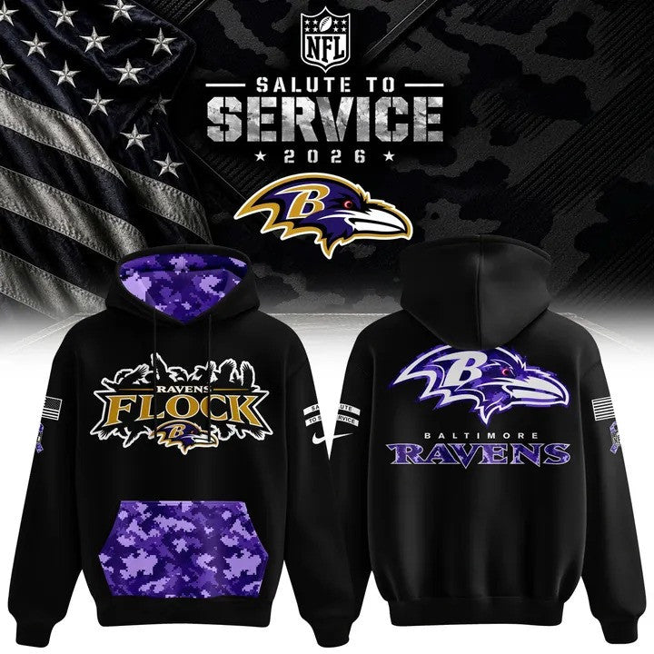 Baltimore Ravens Merch Salute To Service 2026 Hoodie Gifts Ideas For Ravens Flock - Foxy23shop