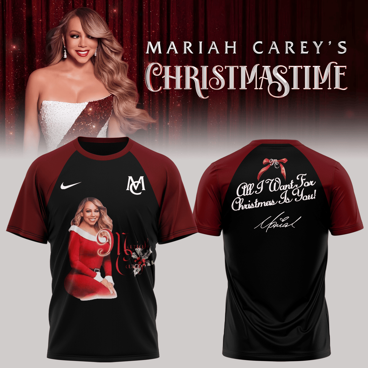 Mariah Careys Merch Christmastime Signature T-Shirt Christmas Gift Ideas For Mariah Carey Lovers - Foxy23shop