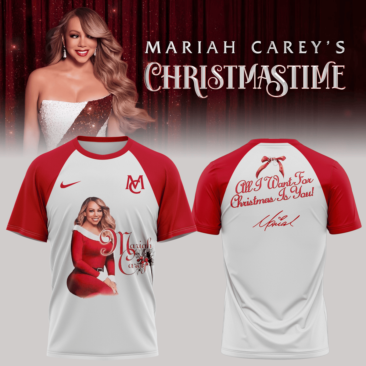 Mariah Careys Merch Christmastime Signature T-Shirt Xmas Presents For Girlfriend - Foxy23shop