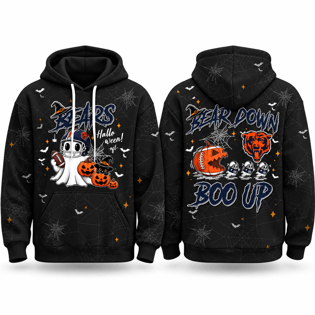 Halloween Chicago Bears Down Boo Up Hoodie Chicago Bears Apparel Best Fan Gear - Foxy23shop