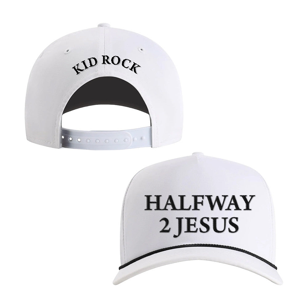 Kid Rock Halfway To Jesus White Hat Kid Rock Baseball Cap Presents For Fans - Foxy23shop