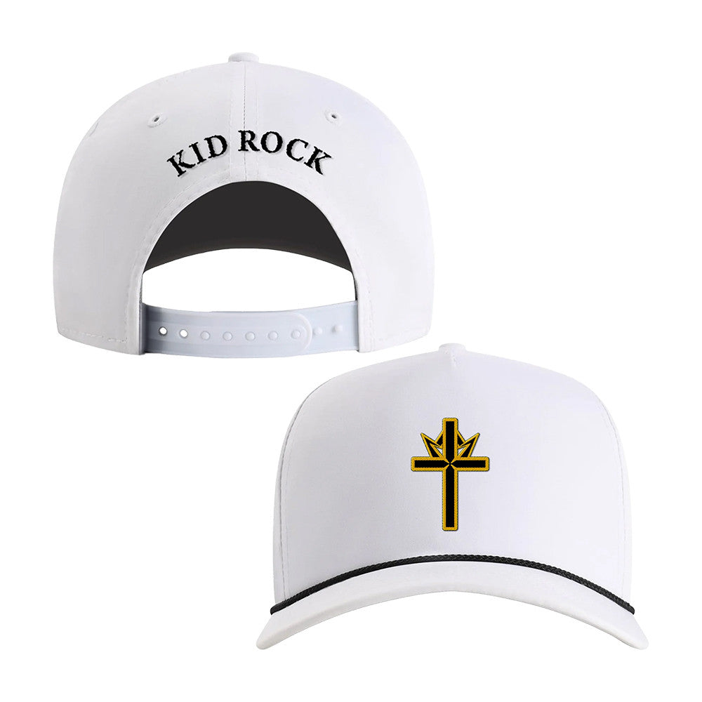 Kid Rock Jesus Is King Cross White Hat Kid Rock Merch Best Gifts For Country Fans - Foxy23shop