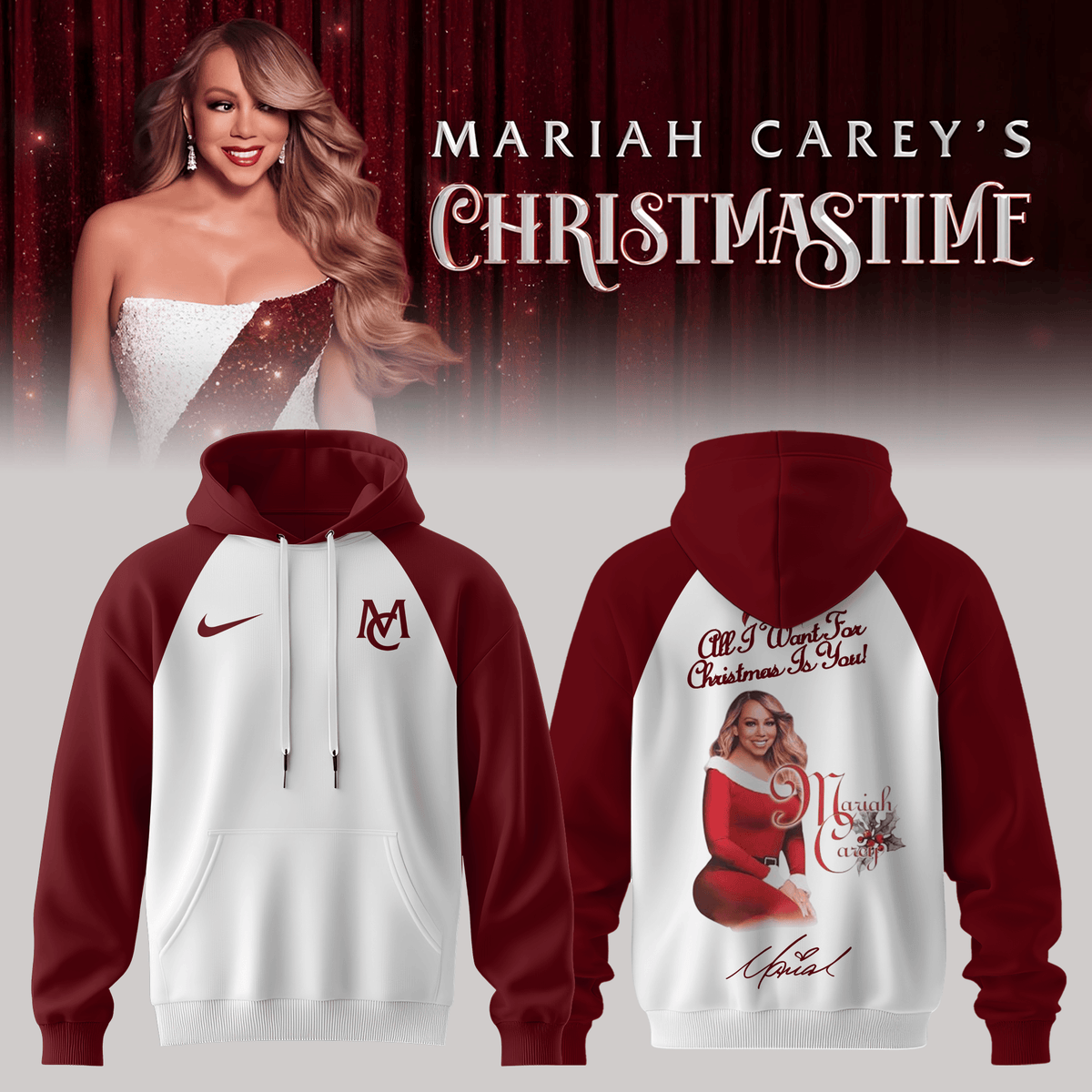 Mariah Careys Merch Christmastime Signature Hoodie Best Xmas Gifts For Mariah Carey Lover - Foxy23shop