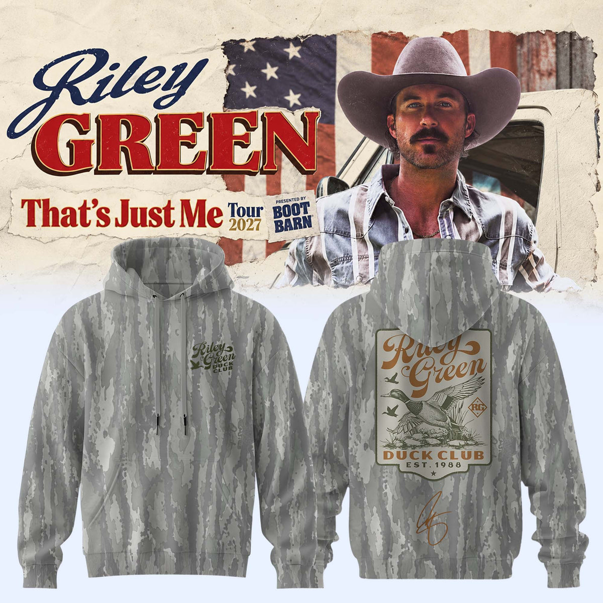 Riley Green Merch Thats Just Me Tour 2027 Hoodie Country Fans Presents - Foxy23shop