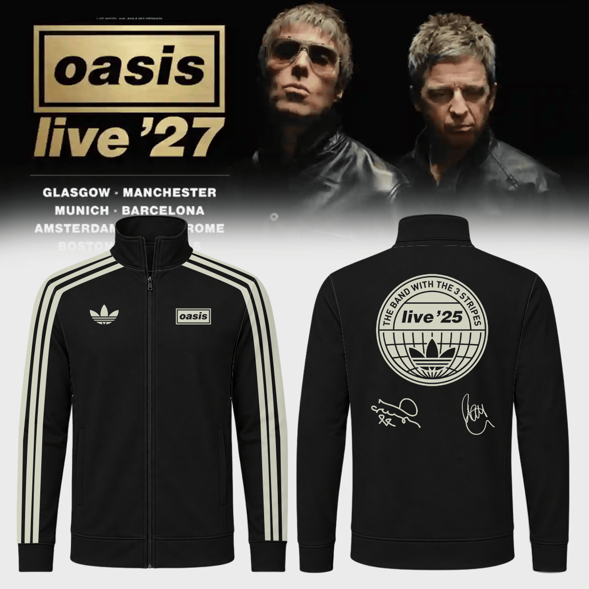 Oasis Merch Live 27 Tour Signature Jacket Oasis Clothing Best Gifts For Rock Lovers - Foxy23shop