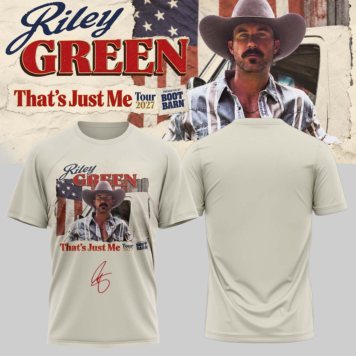 Riley Green Merch Thats Just Me Tour 2027 Signature T-Shirt Presents For BFF - Foxy23shop