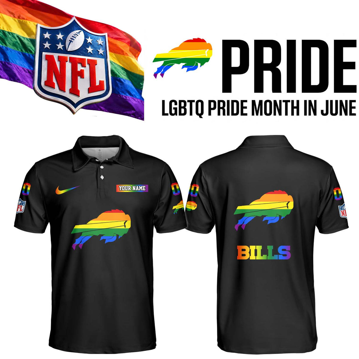 Custom Buffalo Bills Merch LGBTQ Pride Month Polo Shirt 2026 Bills Apparel Gift Ideas - Foxy23shop