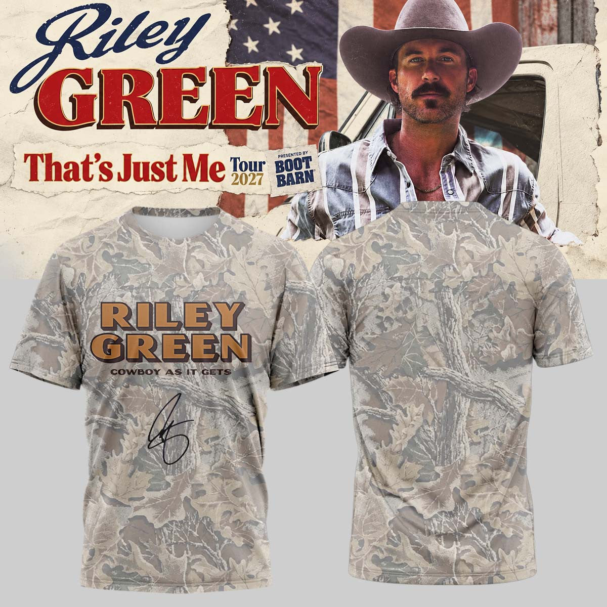 Riley Green Merch Thats Just Me Tour 2027 Shirt Country Music Lover Gifts - Foxy23shop