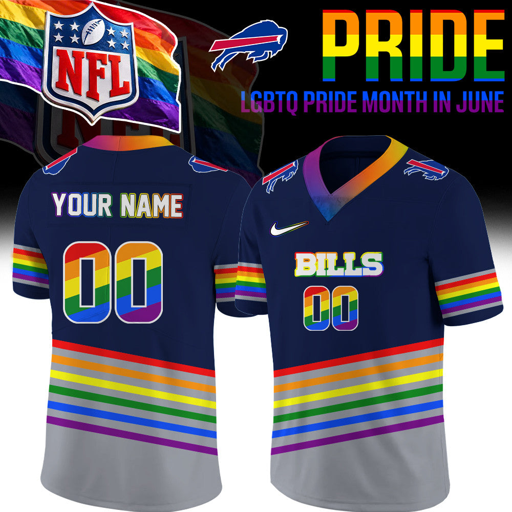 Custom Buffalo Bills Merch LGBTQ Pride Month Jersey Gift For Bills Mafia - Foxy23shop