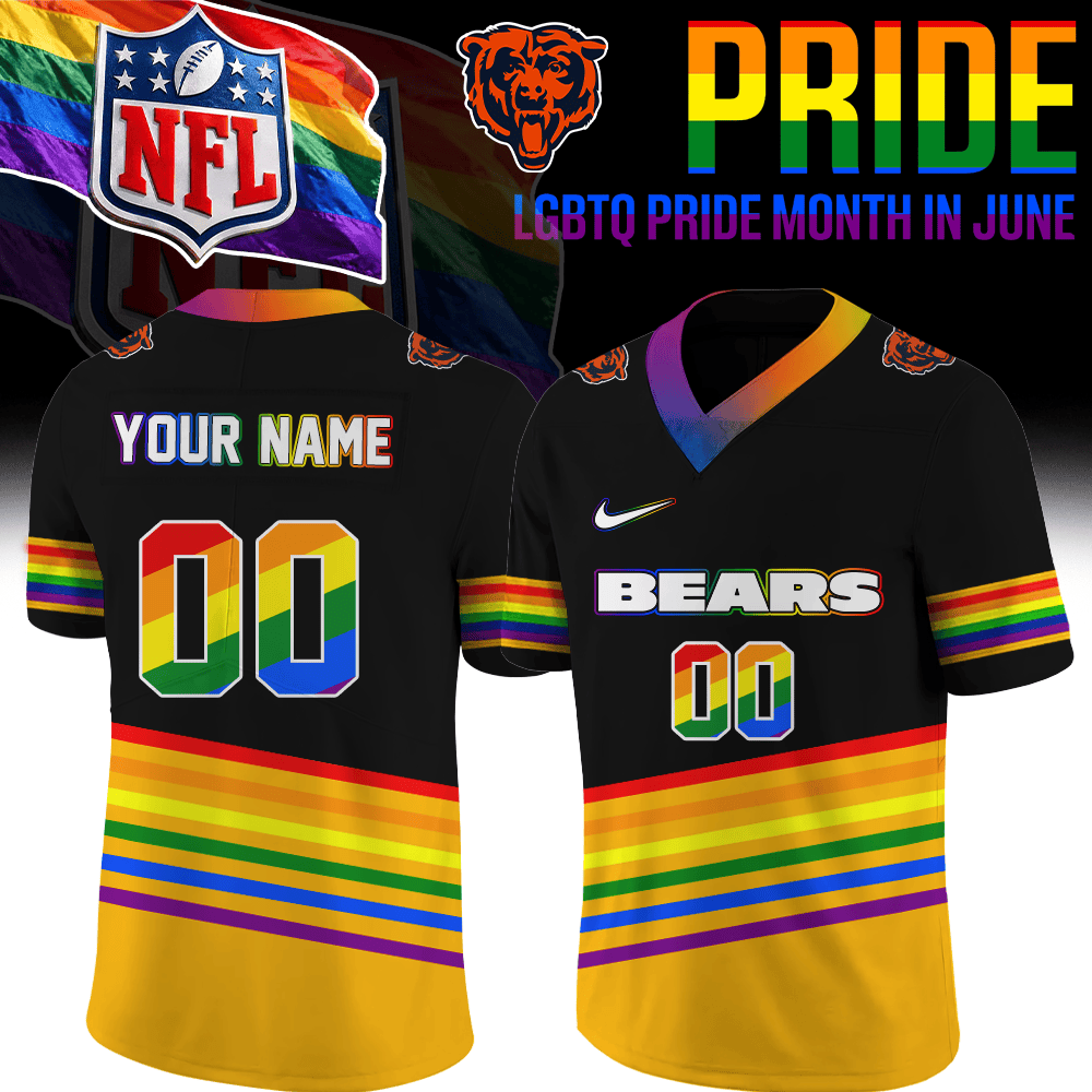 Custom Chicago Bears Merch LGBTQ Pride Month Jersey Gifts For Bears Fans - Foxy23shop