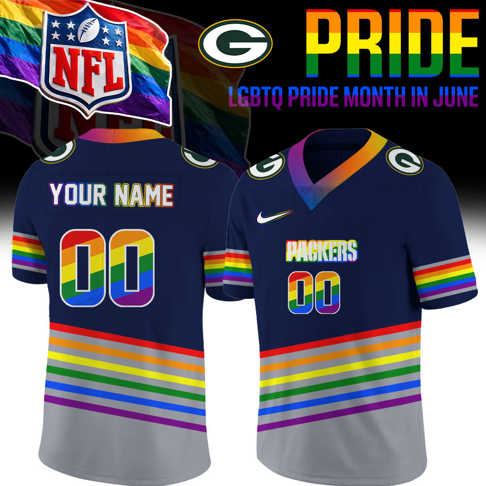 Custom Green Bay Packers Merch LGBTQ Pride Month Jersey Presents For Boyfriends - Foxy23shop