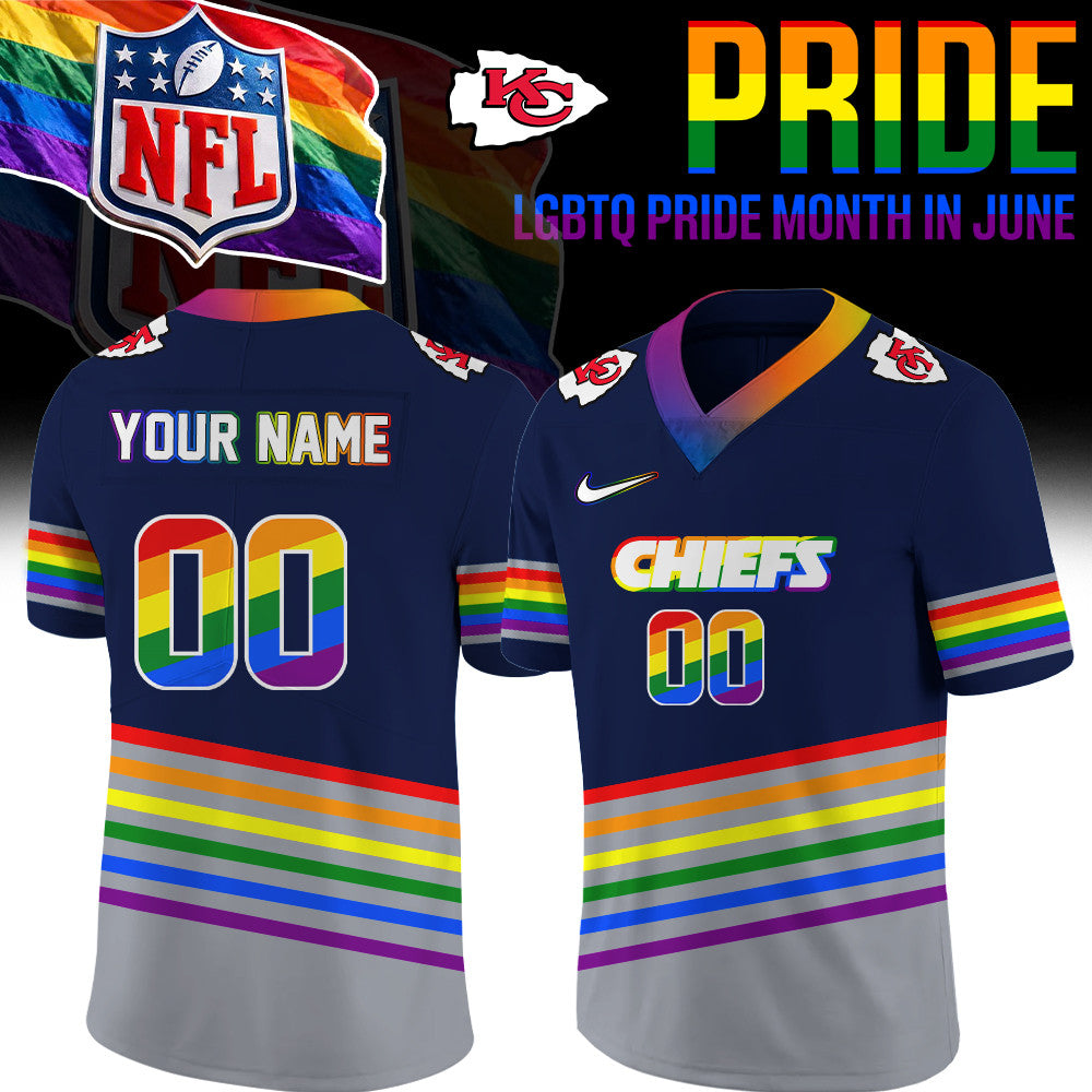 Custom Kansas City Chiefs Merch LGBTQ Pride Month Jersey Presents For Chiefs Kingdom - Foxy23shop