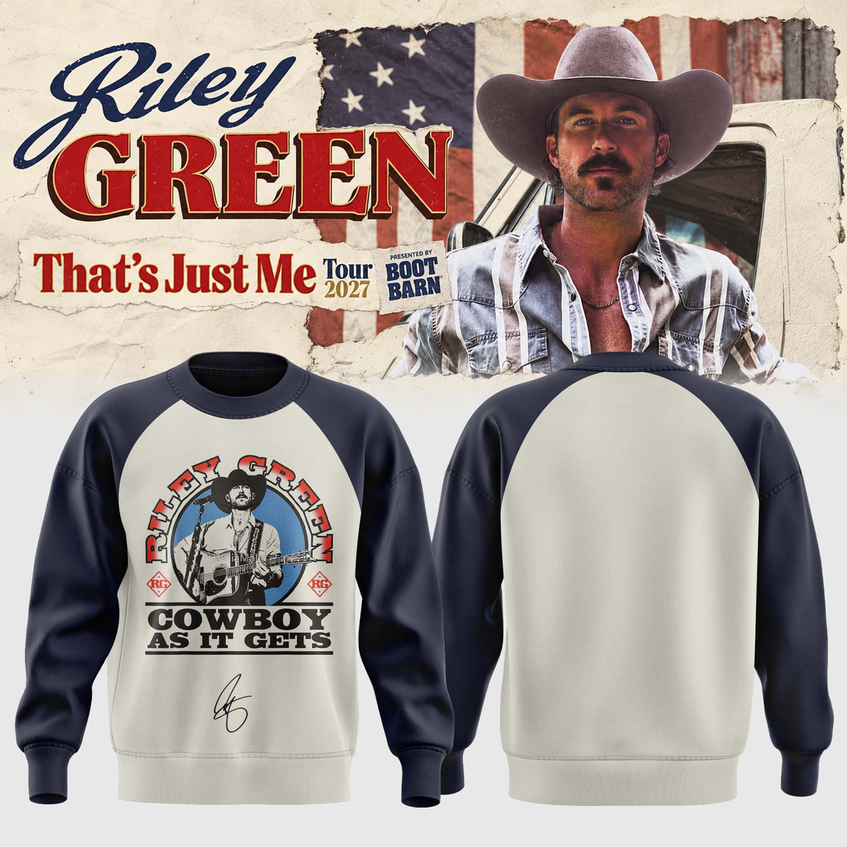 Riley Green Merch Thats Just Me Tour 2027 Sweatshirt Country Lovers Presents - Foxy23shop