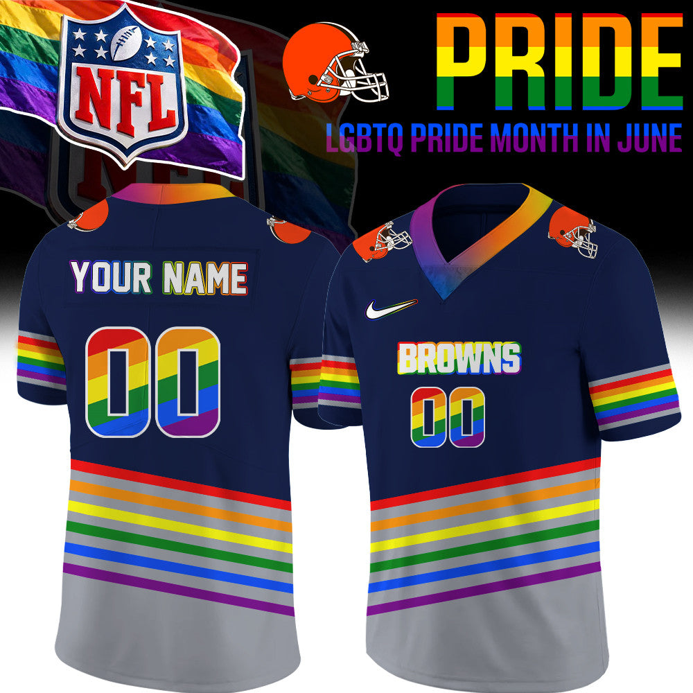 Personalized Cleveland Browns Merch LGBTQ Pride Month Jersey Gifts For Brother - Foxy23shop