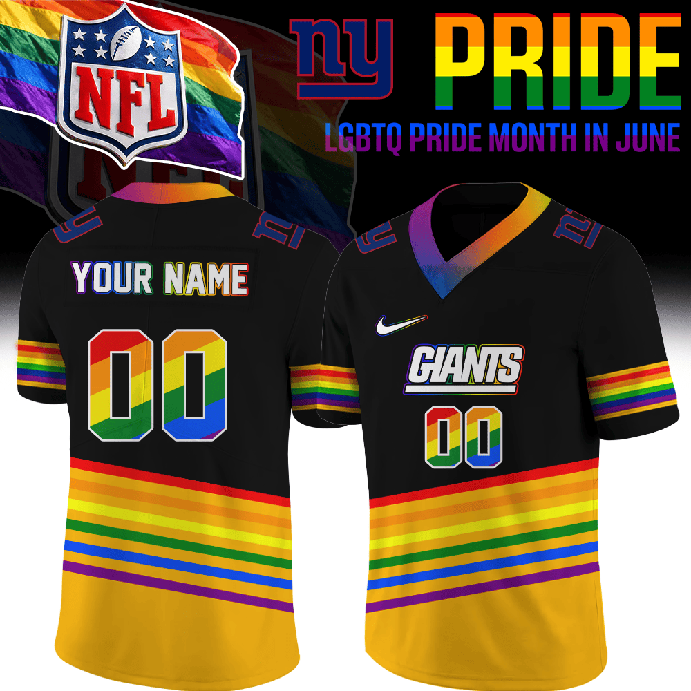 Personalized New York Giants Merch LGBTQ Pride Month Jersey Best Presents For Brothers - Foxy23shop