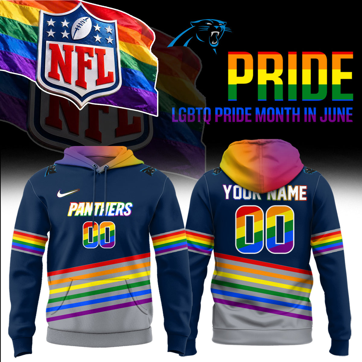 Custom Carolina Pathers Merch LGBTQ Pride Month Hoodie Best Presents For Fans - Foxy23shop