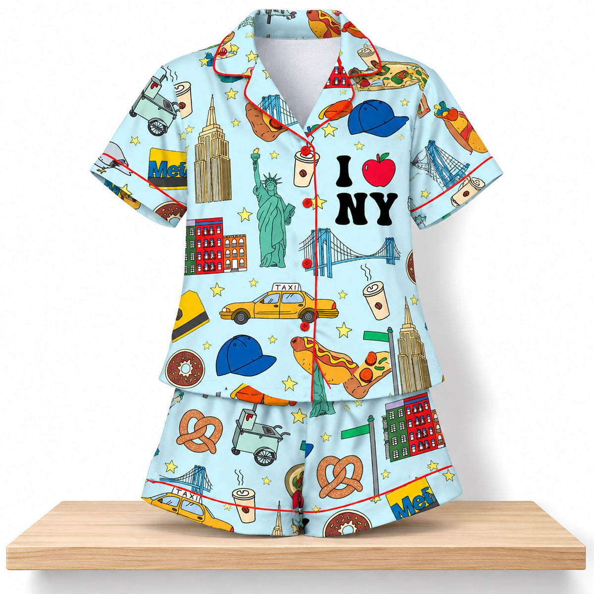 New York Satin Pajama Set New York Sports Clothing Gifts For Girlfriend - Foxy23shop