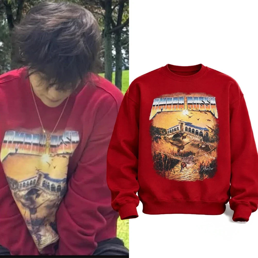 Taehyung Ombra Rossa Sweatshirt Taehyung Clothing Streetwear Gifts For Army - Foxy23shop