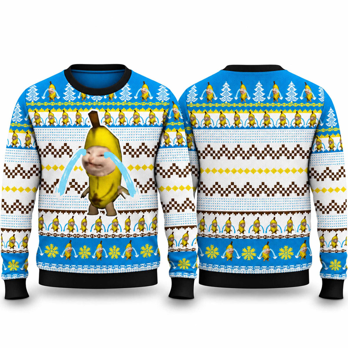 Christmas Banana Cat Crying Ugly Sweater Funny Christmas Clothing Gifts For Boyfriend - Foxy23shop