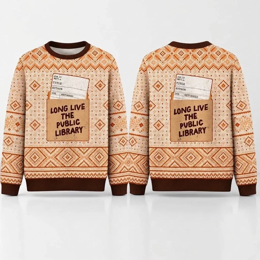 Long Live The Public Library Christmas 2026 Ugly Sweater Xmas Gifts For Bookish - Foxy23shop