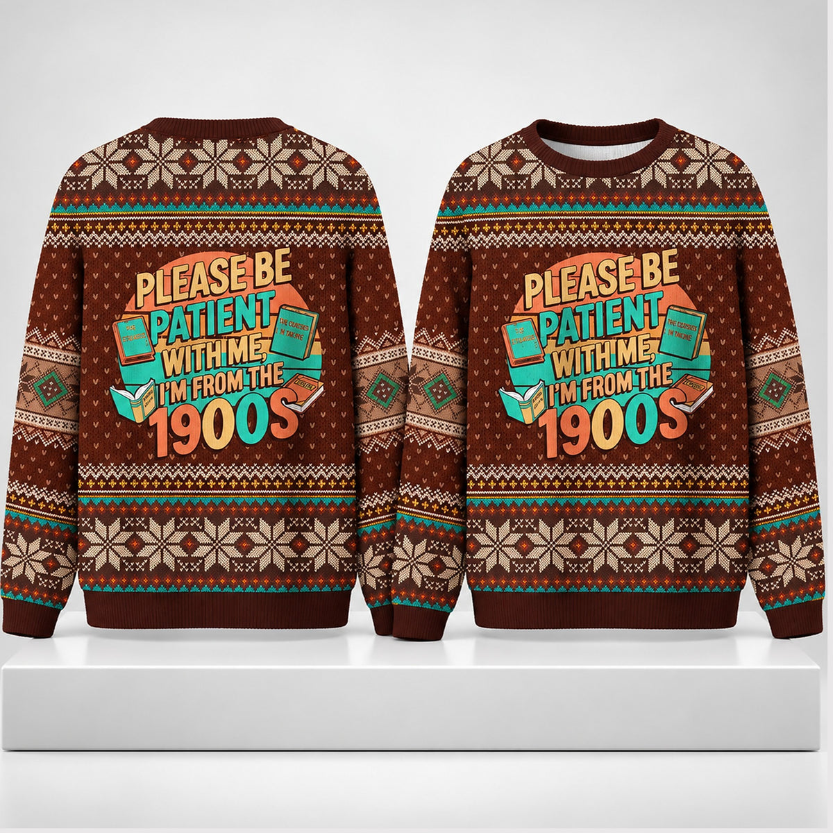 Please Be Patient With Me Im From The 1900s Christmas Ugly Sweater Xmas Gifts For Bookish - Foxy23shop