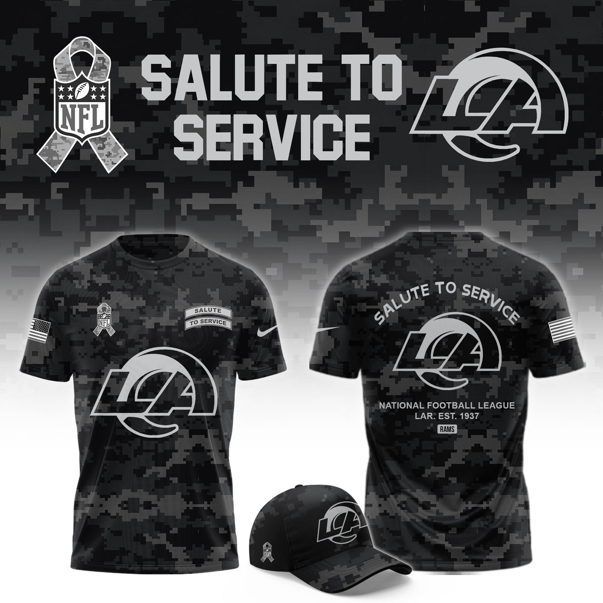 Los Angeles Rams Salute To Service 2026 T-Shirt Los Angeles Rams Clothing Fan Gear - Foxy23shop