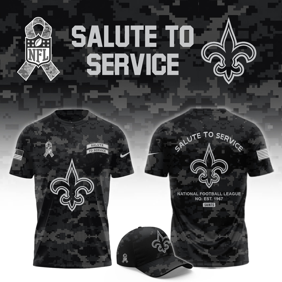New Orleans Saints 2026 Salute To Service T-Shirt New Orleans Saints Clothing Gifts For Fans - Foxy23shop