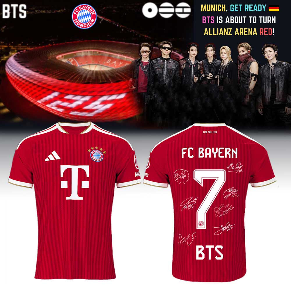 BTS x FC Bayern Munich Merch Arirang World Tour 2026 Signature Jersey Gifts For Soccer Lovers - Foxy23shop