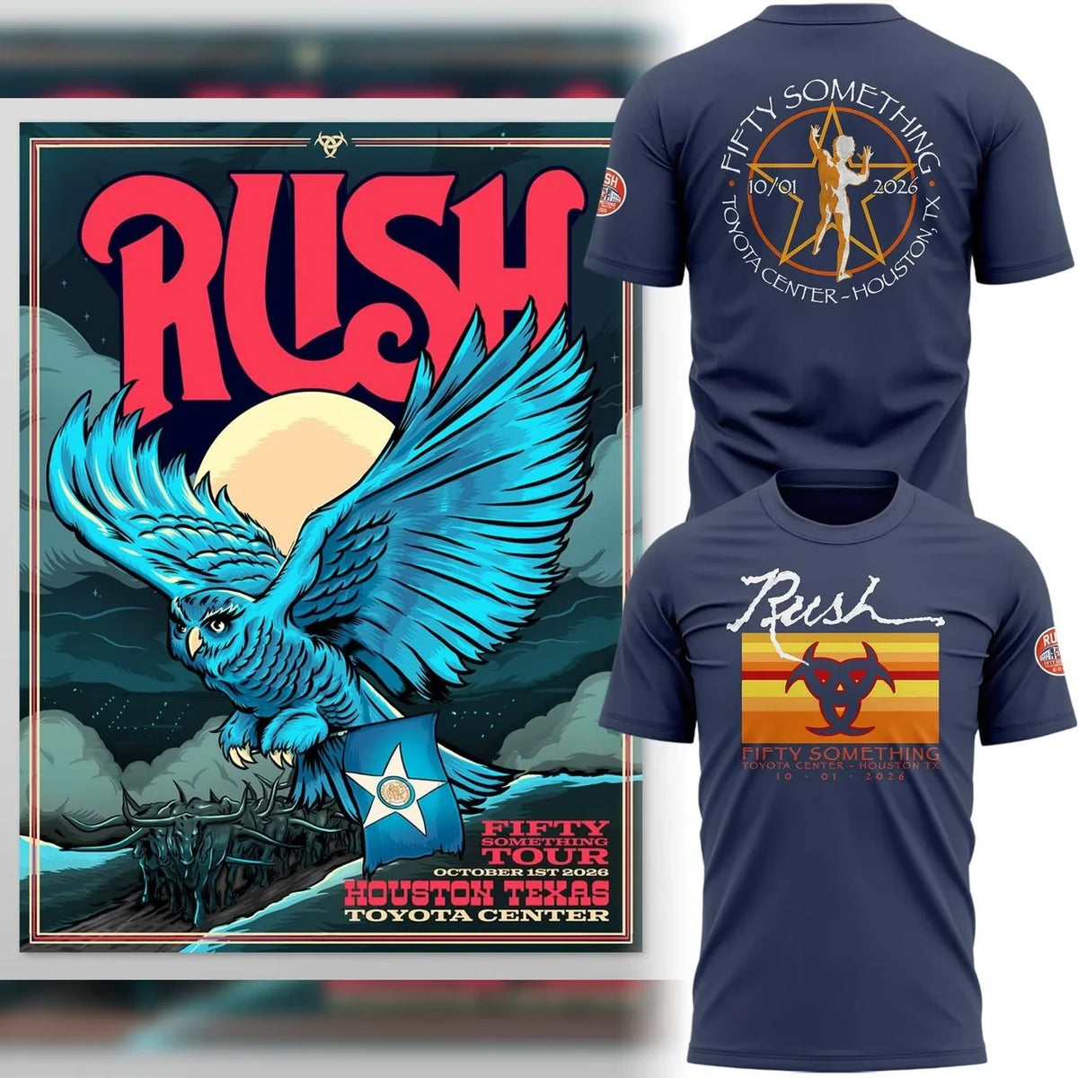 Fifty Something Tour 2026 Houston T-Shirt Rush Clothing Gift For Band Music Lovers - Foxy23shop