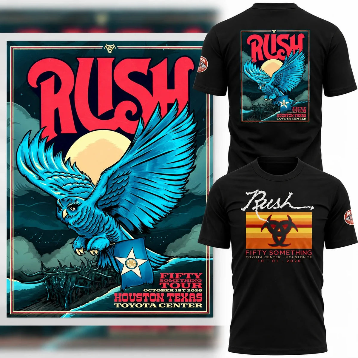 Fifty Something Tour 2026 Houston T-Shirt Rush Apparel Gift For Classic Rock Fans - Foxy23shop