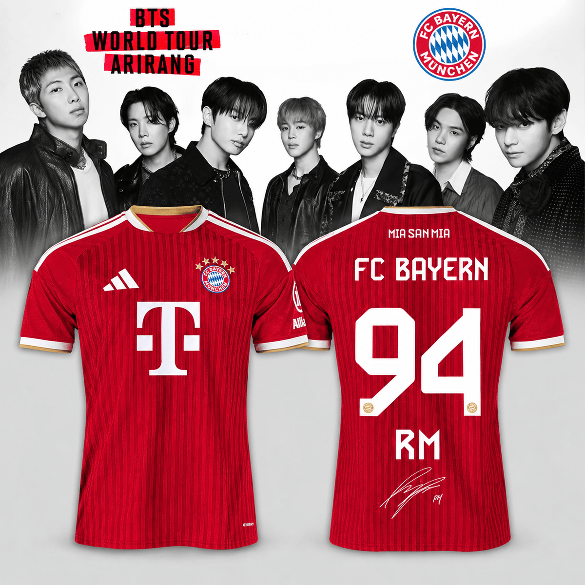 RM BTS x FC Bayern Munich Merch Arirang World Tour 2026 Jersey BTS Apparel Army's Gifts - Foxy23shop