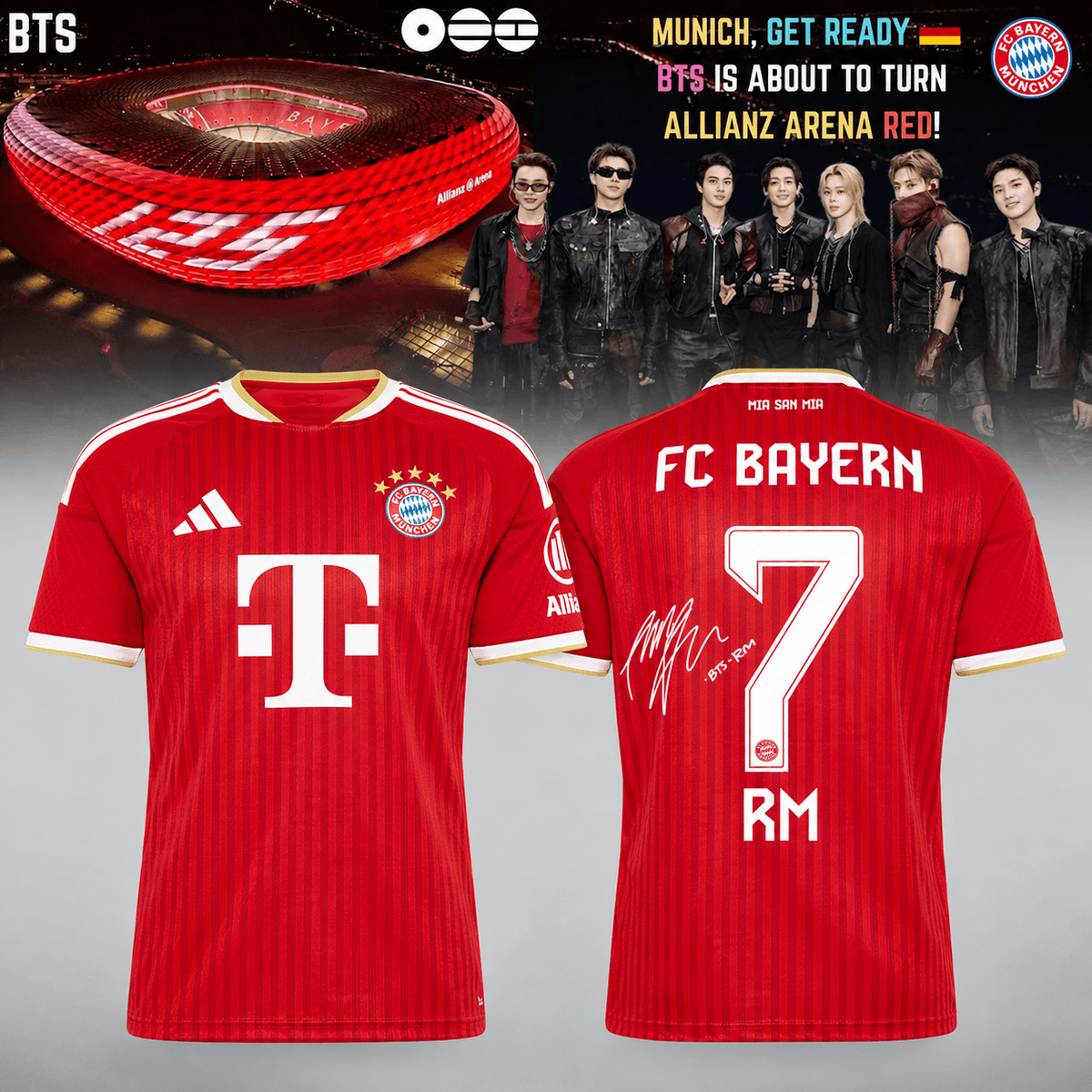 RM BTS x FC Bayern Munich Merch Arirang World Tour 2026 Jersey Gifts For RM Lovers - Foxy23shop