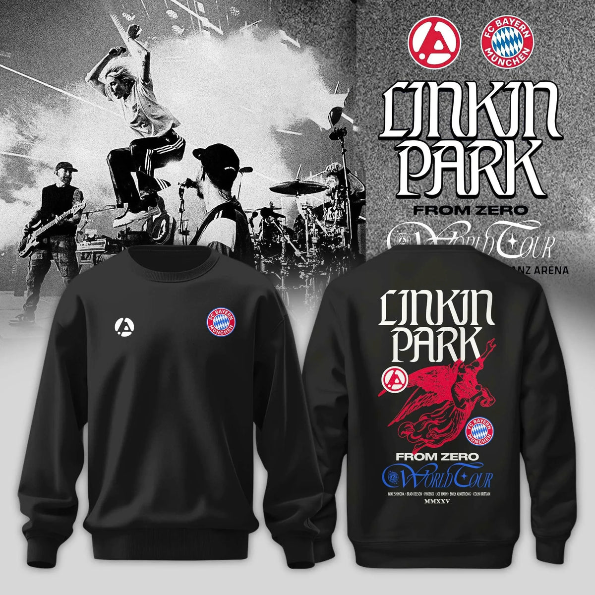 Linkin Park x FC Bayern Munchen 2026 Sweatshirt Linkin Park Merch Gifts For Music Lovers - Foxy23shop