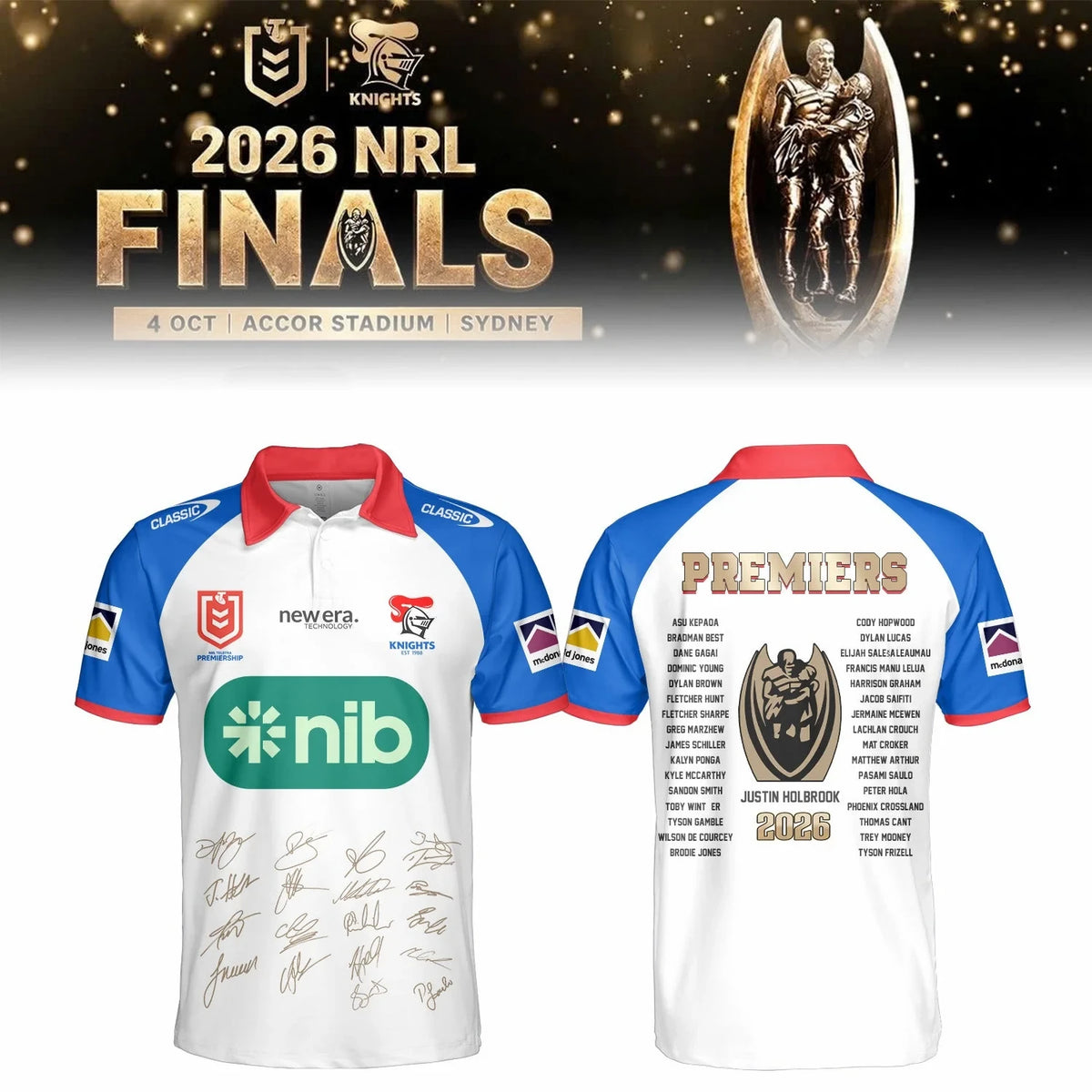 Newcastle Knights Premiers 2026 Polo Shirt Newcastle Knights Rugby Shirt Gift For Friends - Foxy23shop