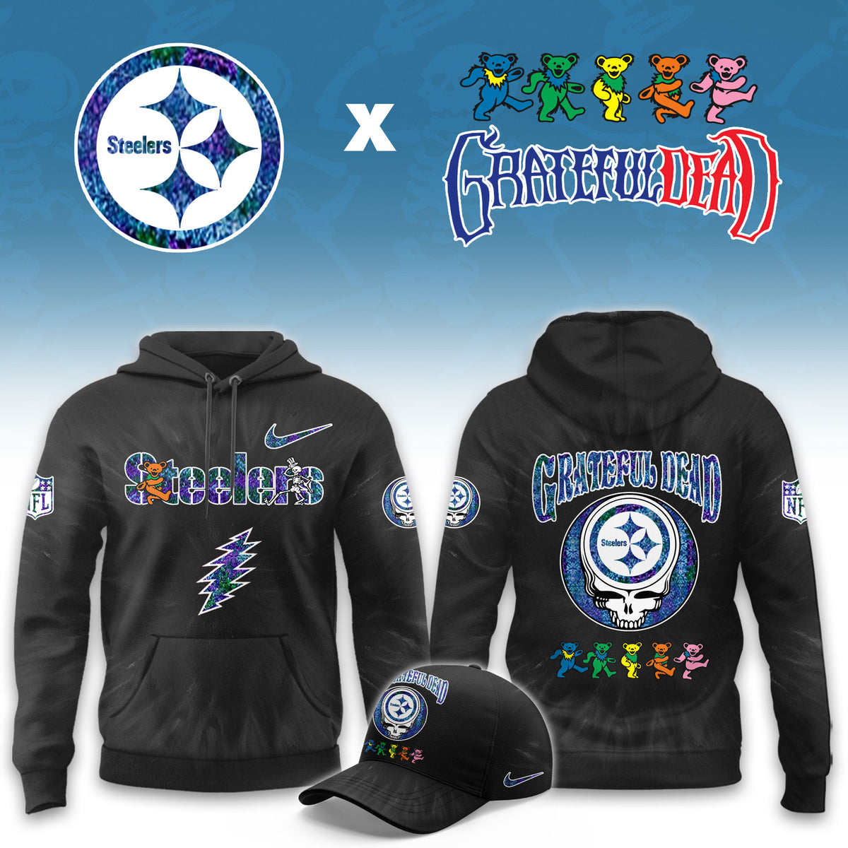 Pittsburgh Steelers x Grateful Dead Hoodie 2026 Steelers Apparel Gifts For Rock Lovers - Foxy23shop