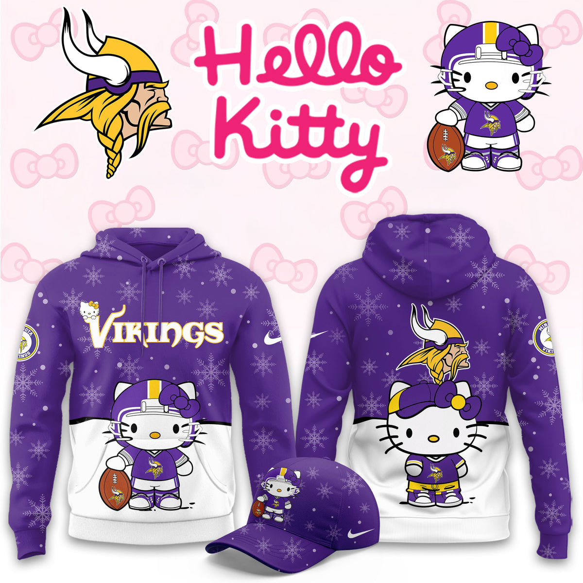 Minnesota Vikings X Hello Kitty Hoodie 2026 Vikings Apparel Gifts For Skol Nation - Foxy23shop