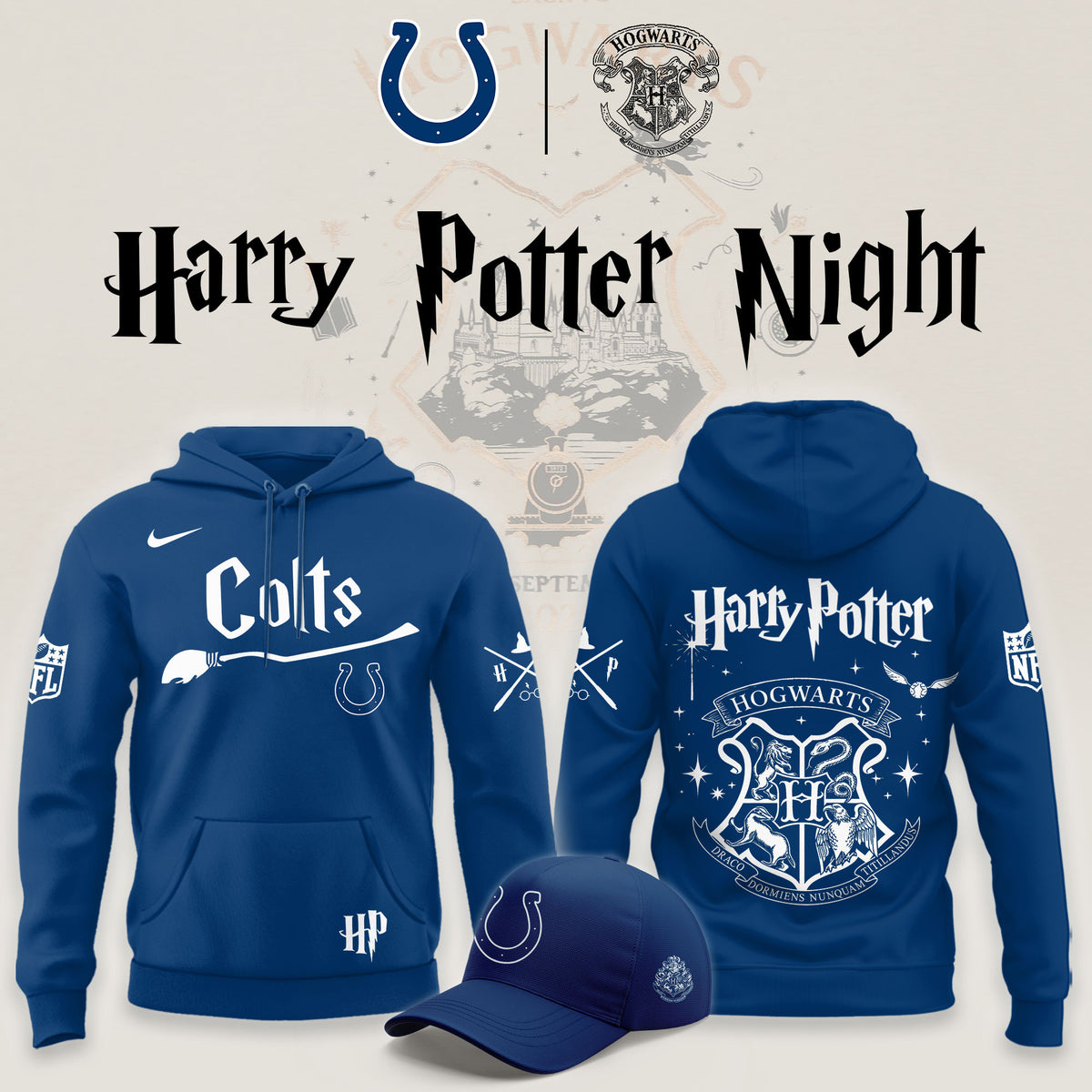 Indianapolis Colts x Harry Potter Night Hoodie 2026 Colts Hooded Sweatshirt Fan Gear - Foxy23shop