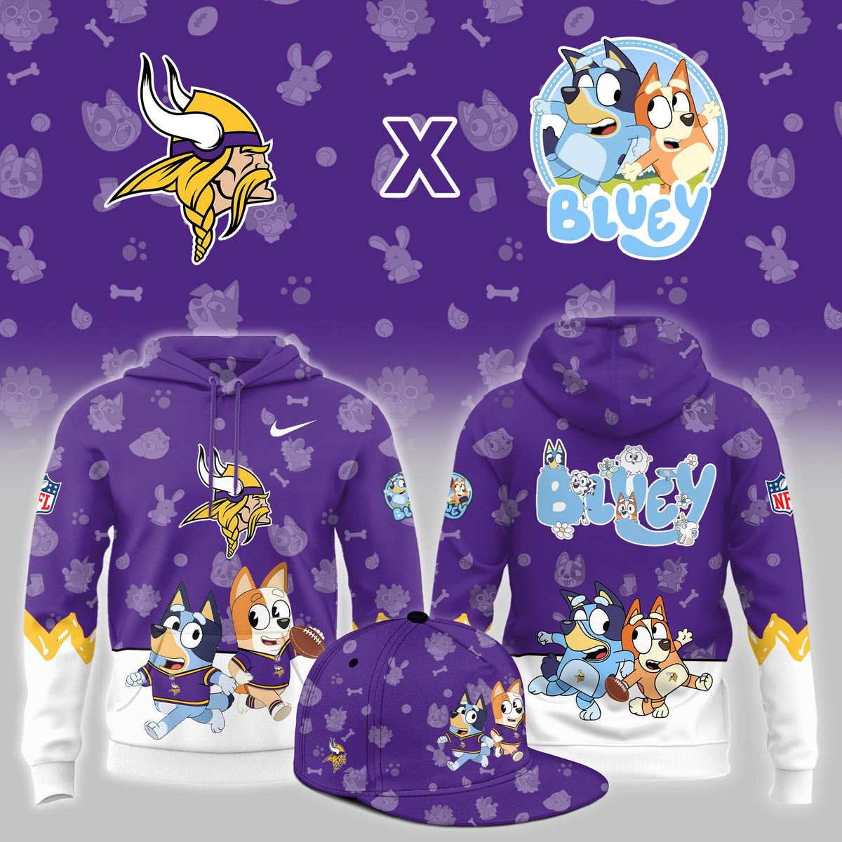 Minnesota Vikings x Bluey Hoodie 2026 Vikings Apparel Gifts For Skol Nation - Foxy23shop