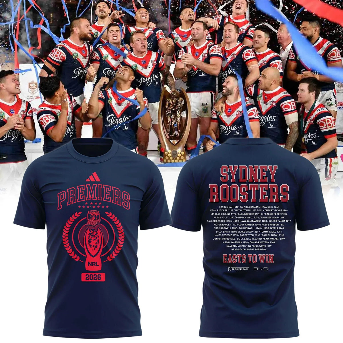 Sydney Roosters Premiers T-Shirt Sydney Roosters Match Shirt Gift For Sports Supporters - Foxy23shop