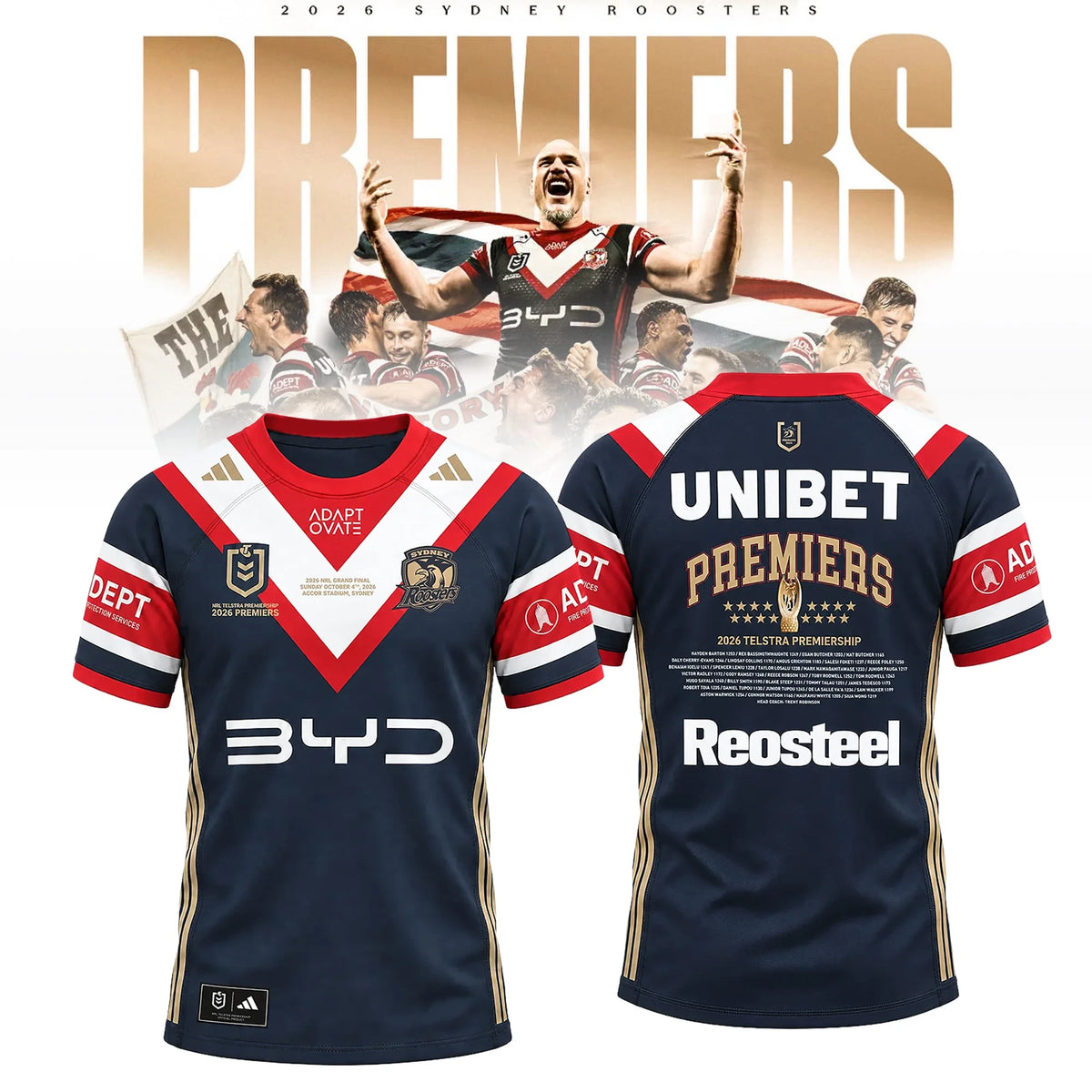 Sydney Roosters Premiers T-Shirt Sydney Roosters Jersey Merch Gift For Rugby Enthusiasts - Foxy23shop