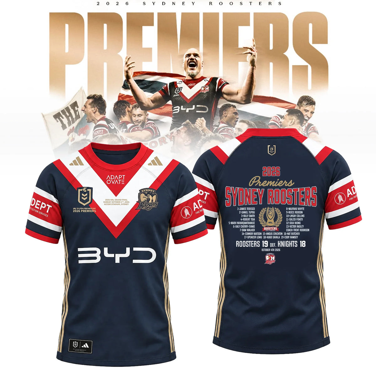 Sydney Roosters Premiers T-Shirt Sydney Roosters Match Shirt Gift For Sports Supporters - Foxy23shop