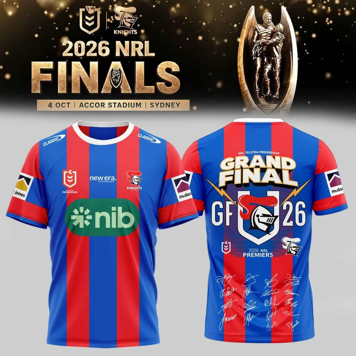 Newcastle Knights Premiers 2026 T-Shirt Newcastle Knights Apparel Gift For Friends - Foxy23shop