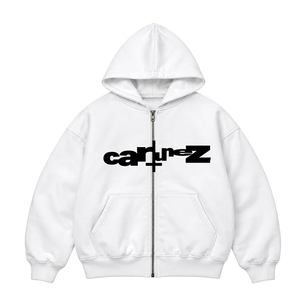 Ken Carson Cartunez White Zip Hoodie Merch Music Apparel Gift For Men and Music Lovers - Foxy23shop