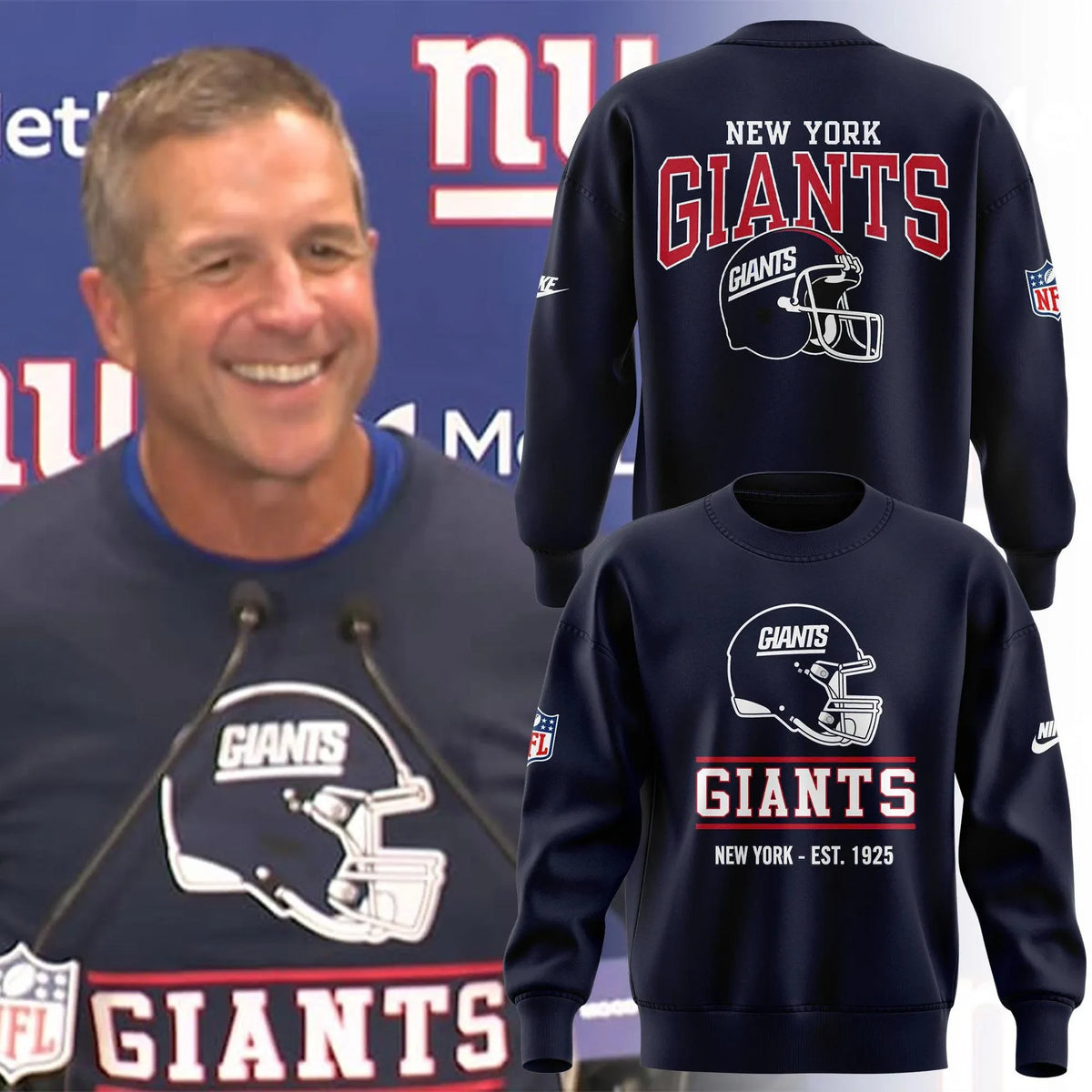 New York Giants Football Helmet 2026 Head Coach Brian Daboll Sweatshirt Gifts For Giants Fans - Foxy23shop