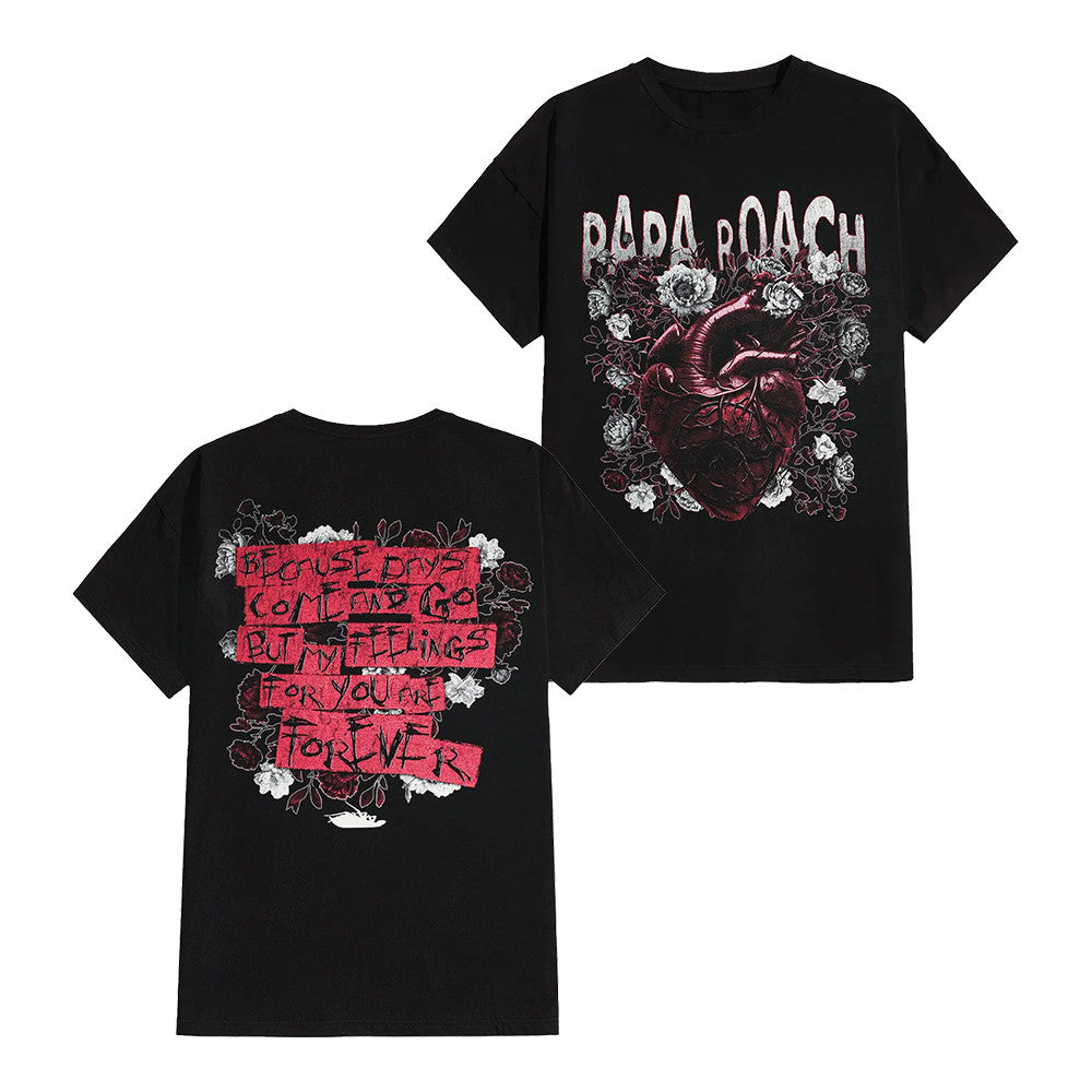 Papa Roach Heart Flowers T-Shirt Impericon Trendy Shirt Gift For Metal Lovers - Foxy23shop