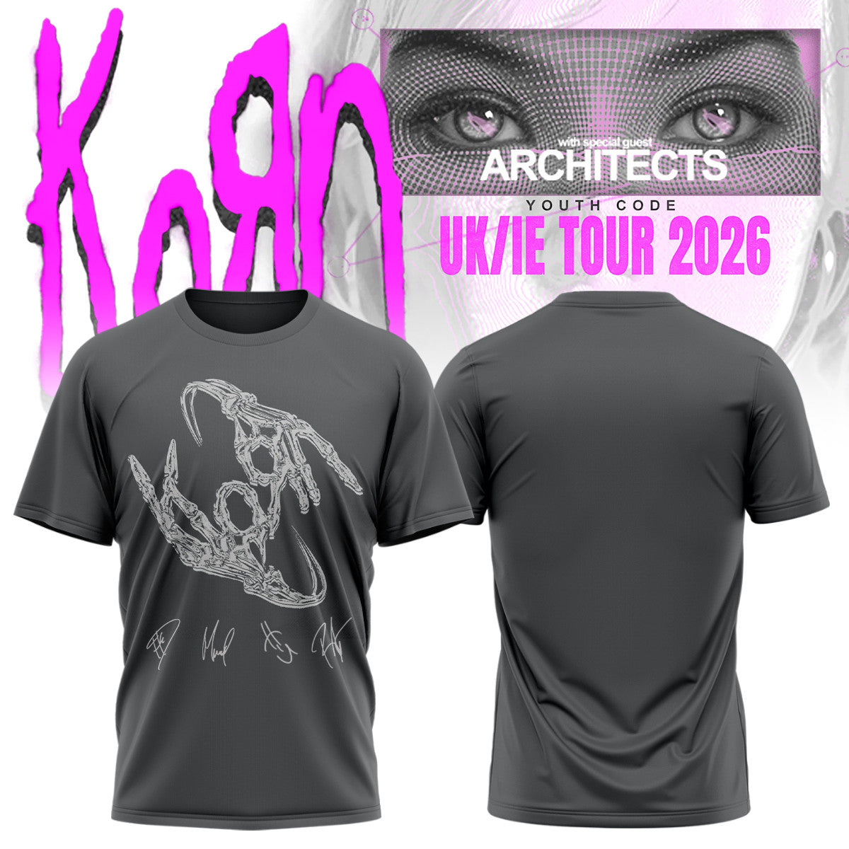 Korn Merch UK IE Tour 2026 Signature T-Shirt Presents Ideas For Metal Fans - Foxy23shop