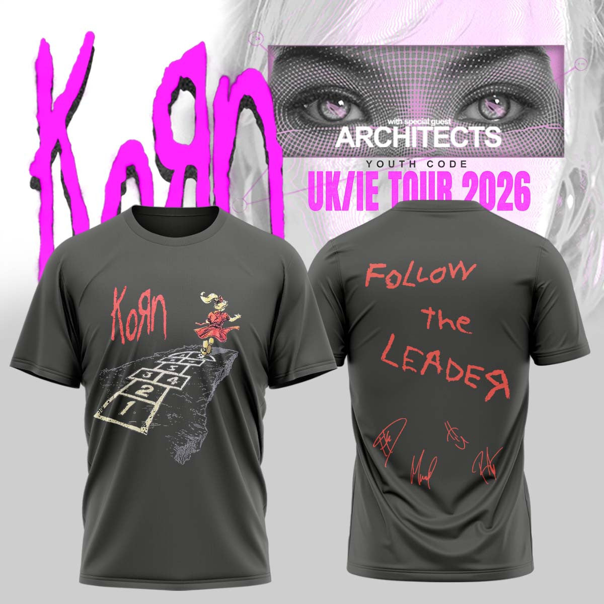 Korn Merch UK IE Tour 2026 Signature T-Shirt Best Korn Music Concert Outfits - Foxy23shop