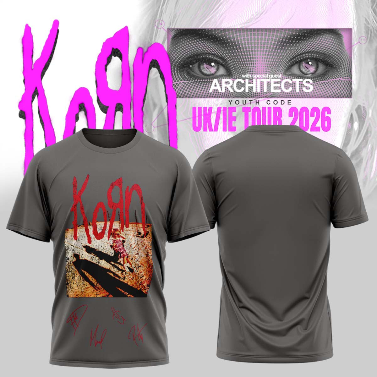 Korn Merch UK IE Tour 2026 Signature T-Shirt Korn Music Concert Tee Unique Fan Gifts - Foxy23shop
