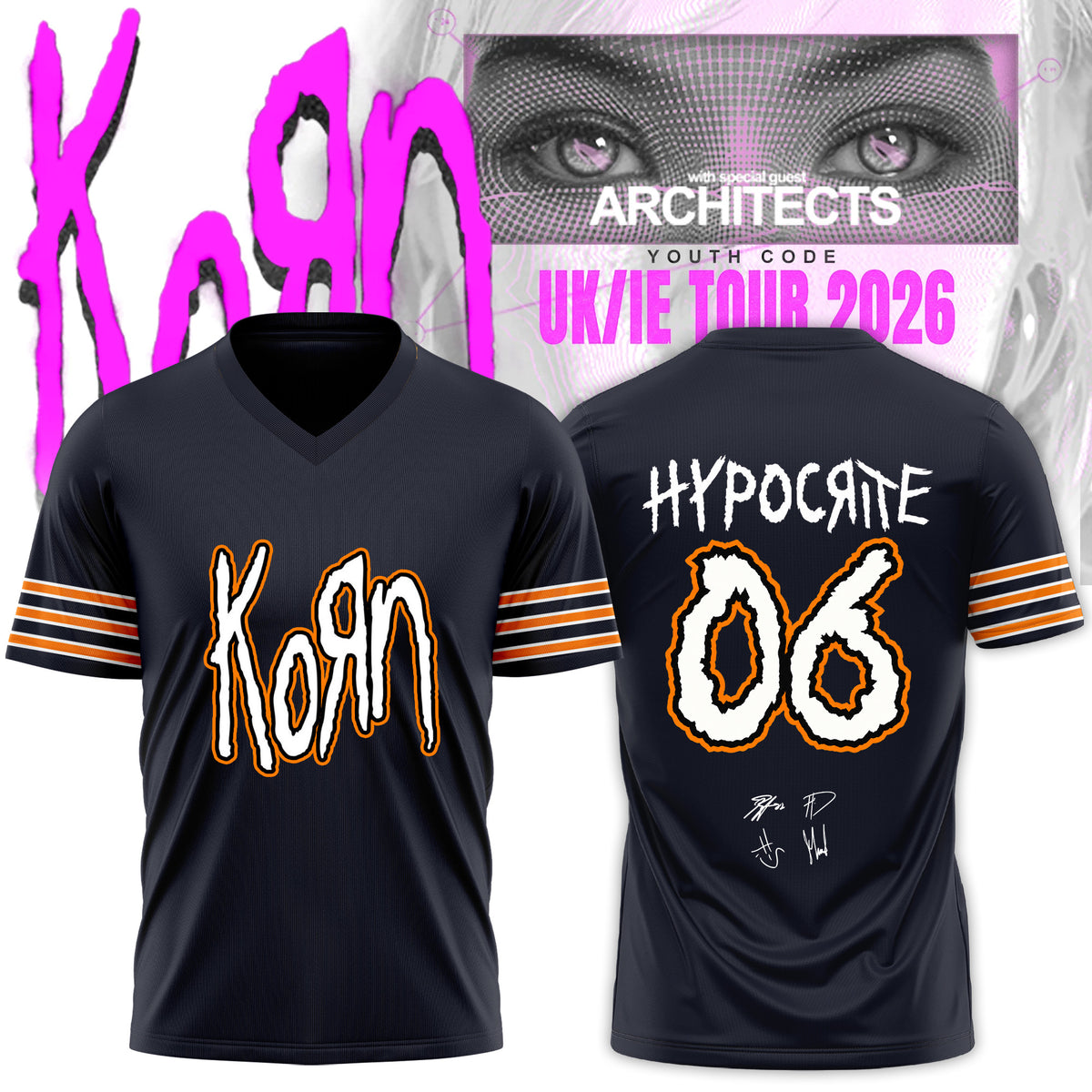 Korn Merch UK IE Tour 2026 Signature V-Neck Shirt Korn Concert Outfits Music Lover Gifts Idea - Foxy23shop